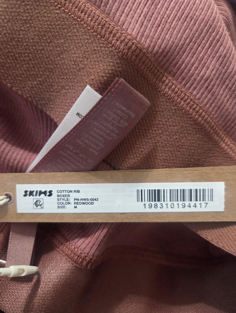 SKIMS Ribbed Cotton Boxers- In Redwood!!! - Picture 3 of 8